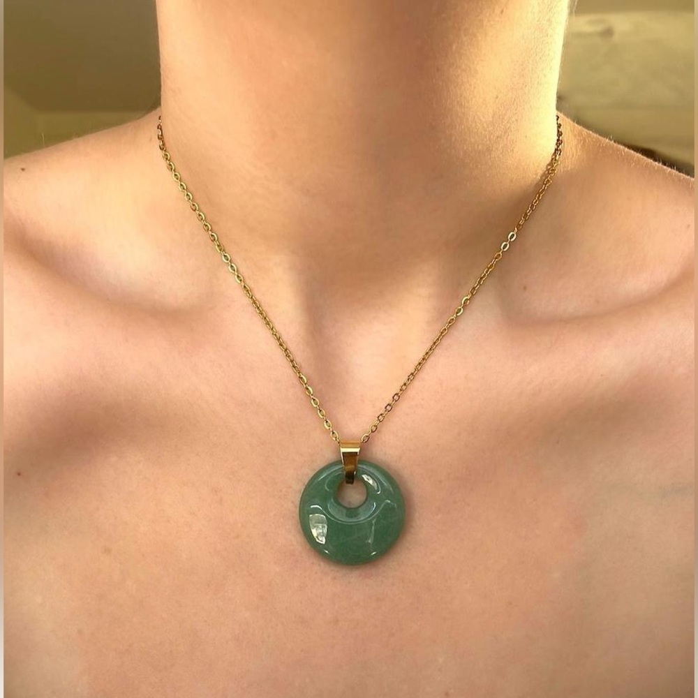 Gold Aventurine Stone Pendant Necklace